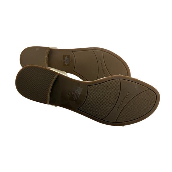 Marc Fisher Elana Leather Casual Ankle Strap Women Sandals Size 6 Gold NWB - Picture 7 of 9